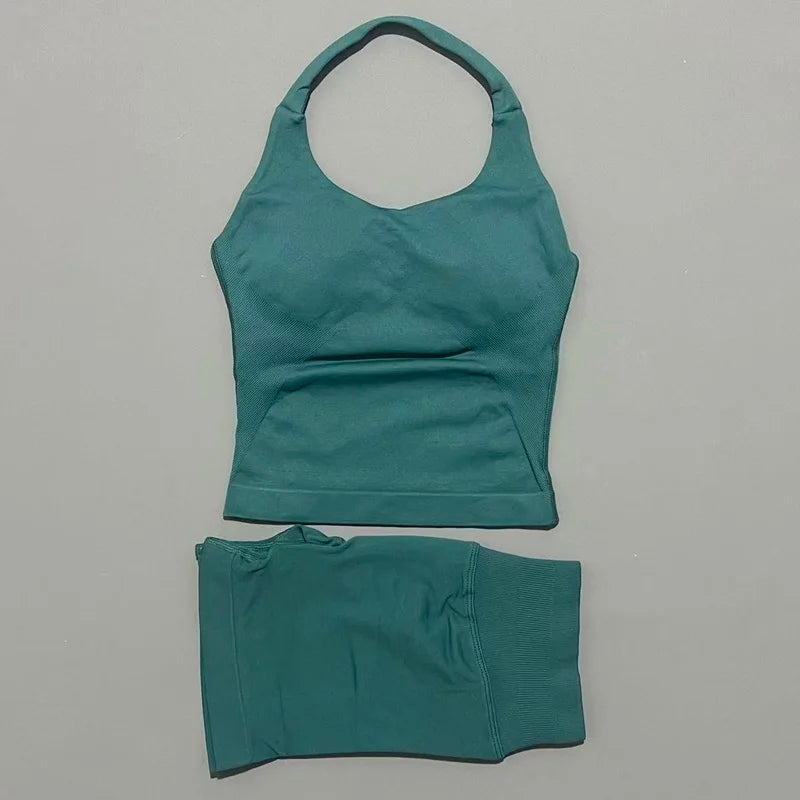 Women's Halter Tank And Shorts Yoga Set For Workout Outfits