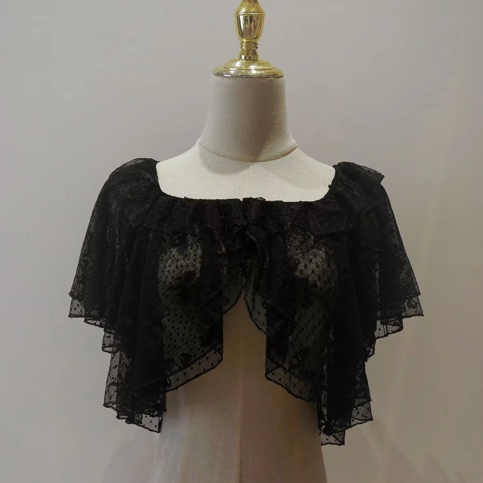 Ruffled Lace Capelet for Layering over Dresses and Tops