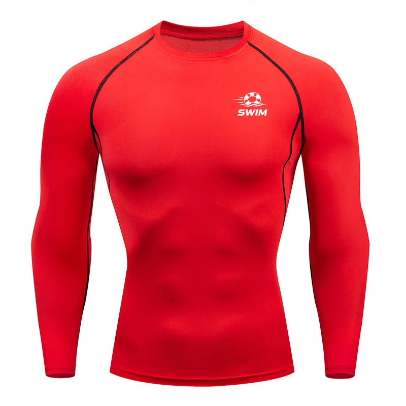 Men's Printed Long Sleeve Rash Guard for Swimming and Surfing