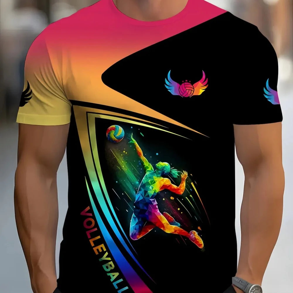 Volleyball Graphic Short Sleeve T-shirt For Sports Outfits