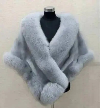 Plush Trim Wrap Cape for Layering over Outfits
