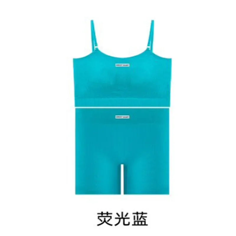 Women's Thin Strap Tank And Shorts Yoga Set