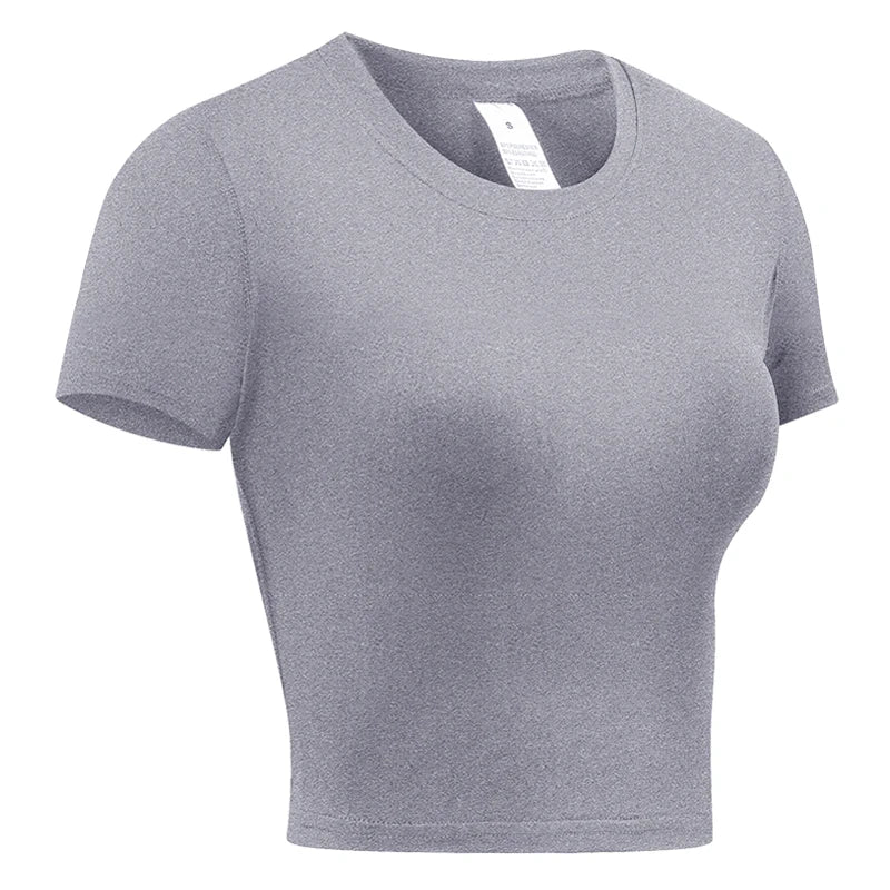 Women's Crew Neck Fitted Short Sleeve T-shirt For Workout Outfits