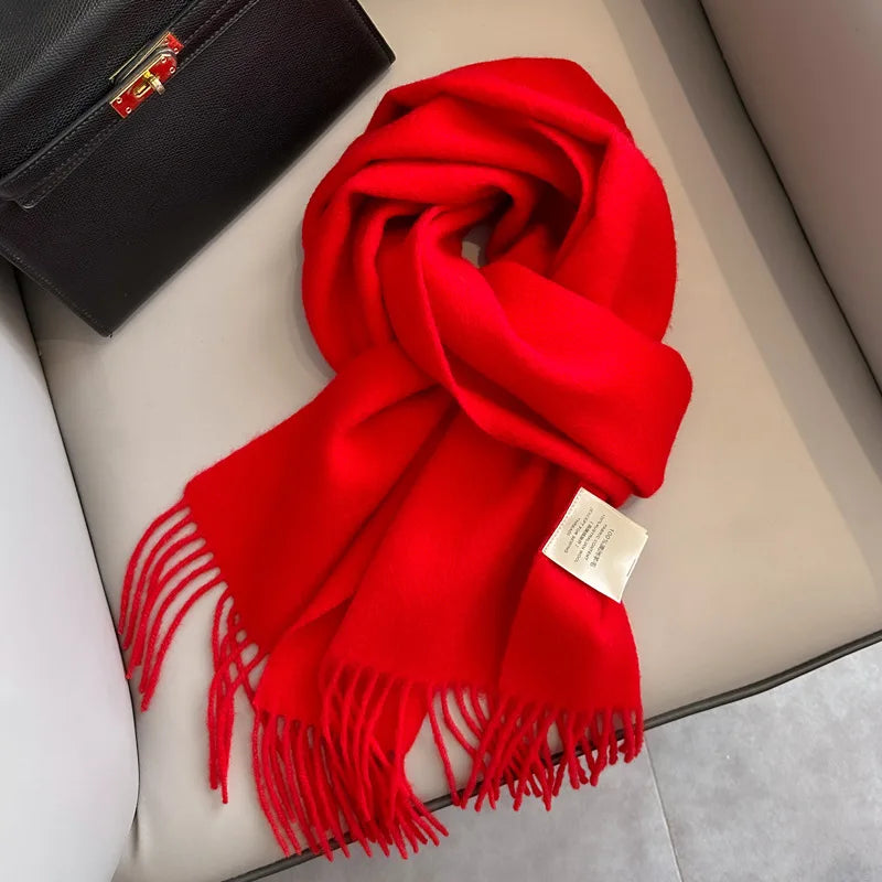 Solid Long Fringed Scarf for Neck and Wrap Styling