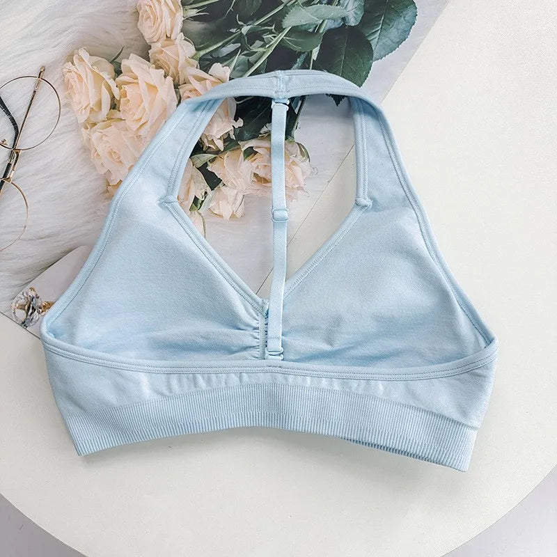 Women's Ruched Halter Neck Sports Bra