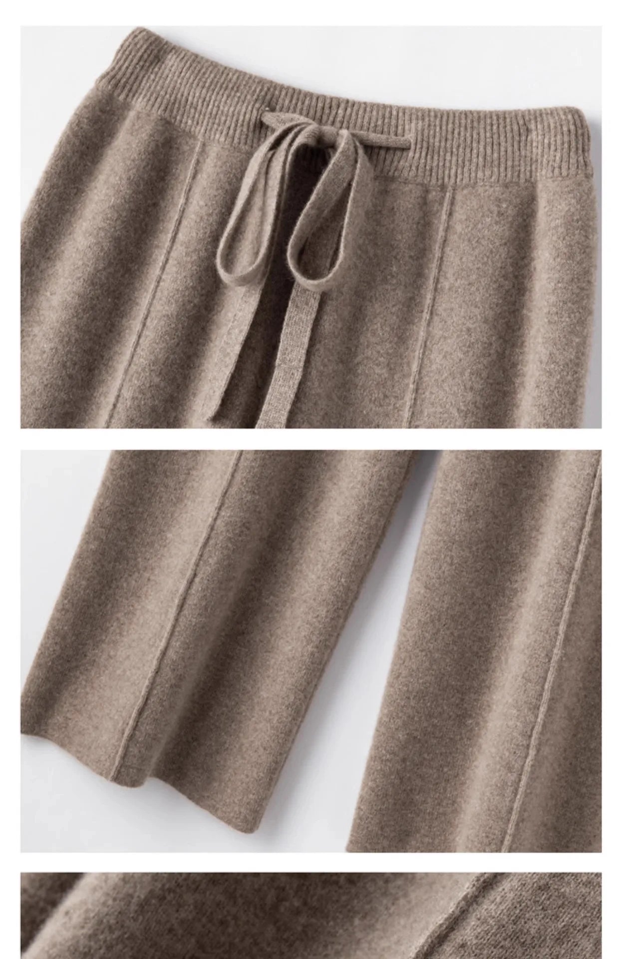 Wide-leg women's autumn winter cashmere high-waisted knitted straight-leg pants high-end casual outerwear loose drape long pants