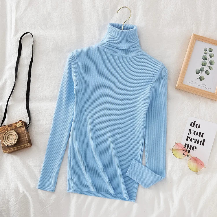 Women's Ribbed Mock Neck Long Sleeve Sweater Casual Knit Layer