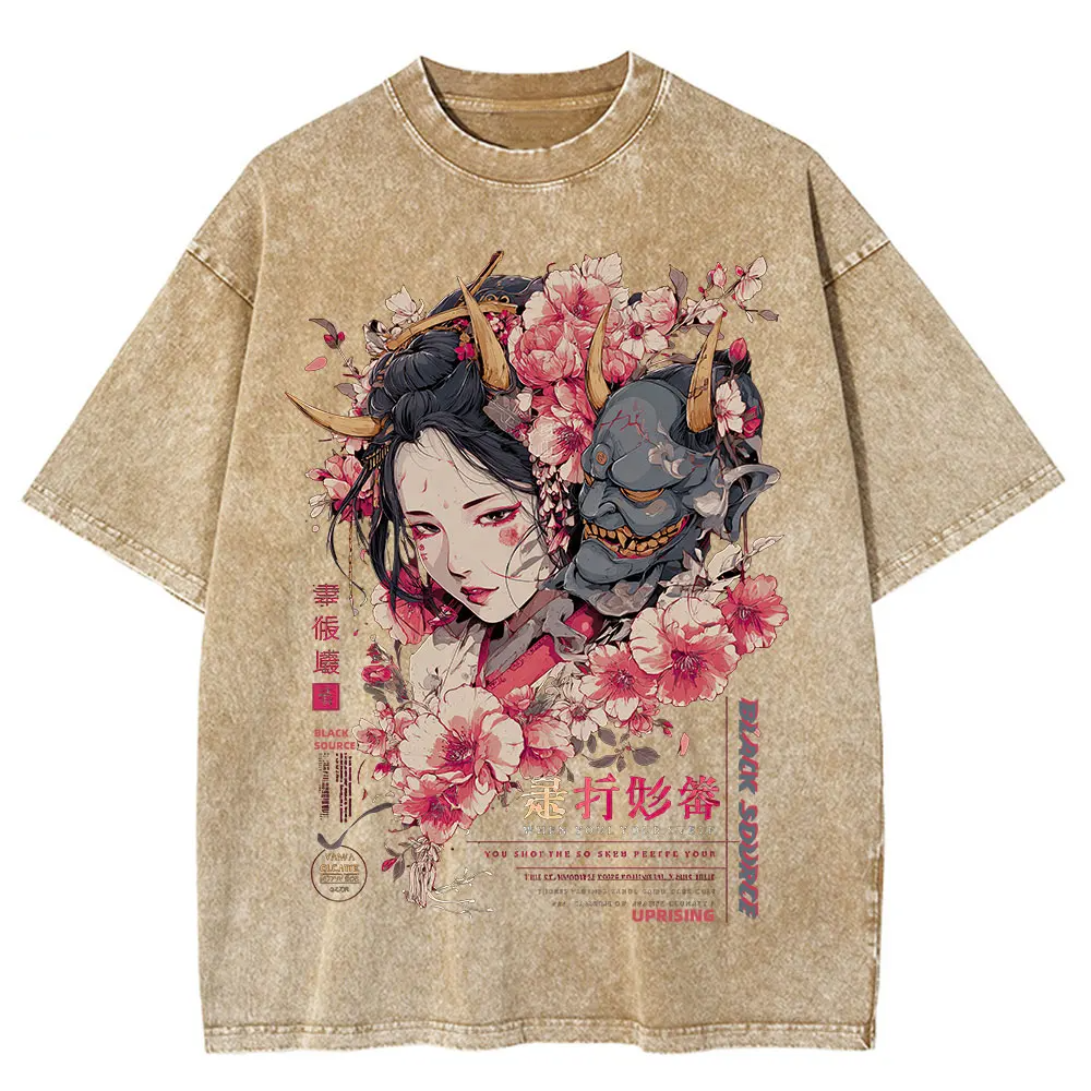 Anime Dragon Floral Graphic T Shirt Unisex Cotton Tee