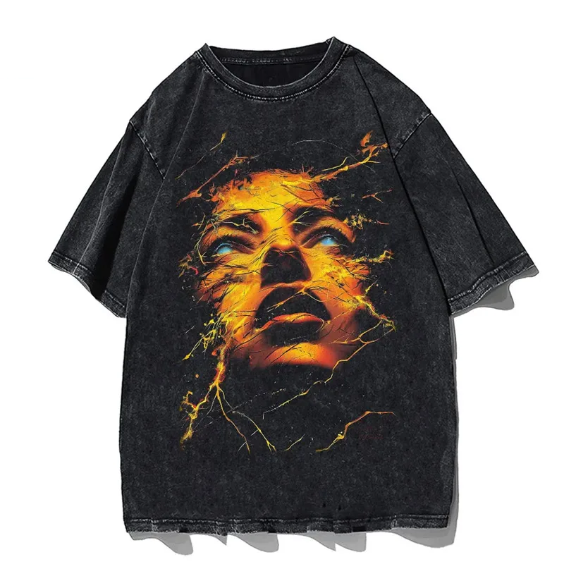 Hip-Hop Skull T-Shirt Men Vintage Harajuku Y2K Streetwear Black Cotton Tee