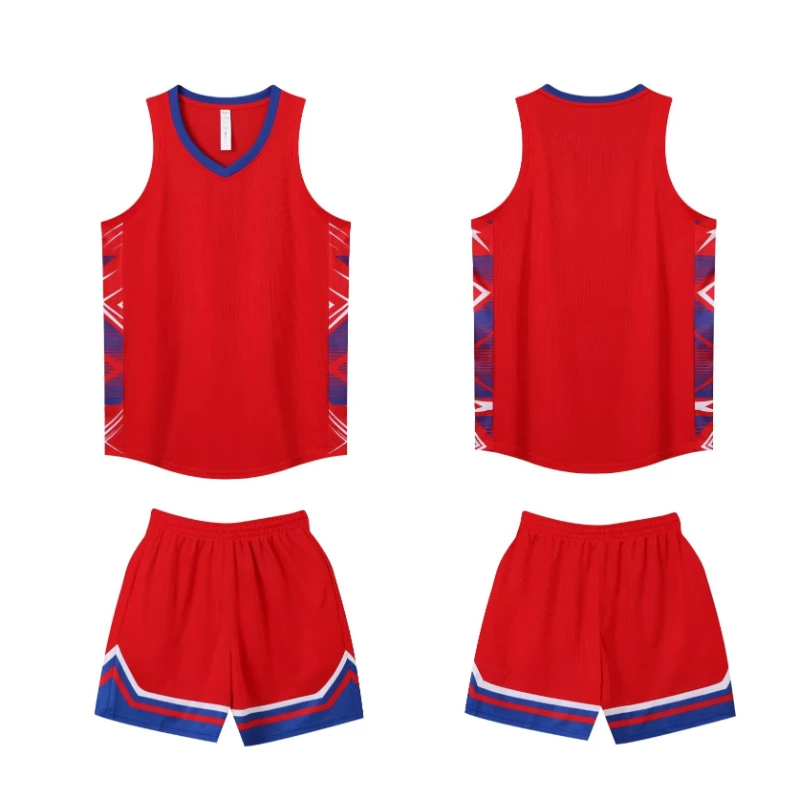 Plus Size Mens Basketball Jersey Set Oversized Sleeveless Shirt and Pants Print Sportswear