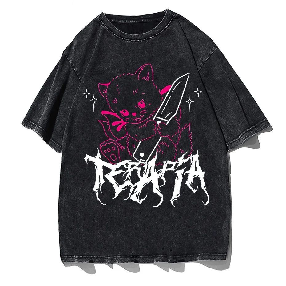 Men's Cute Anime E-Girl Kawaii T-Shirt Vintage Harajuku Streetwear Loose Fit