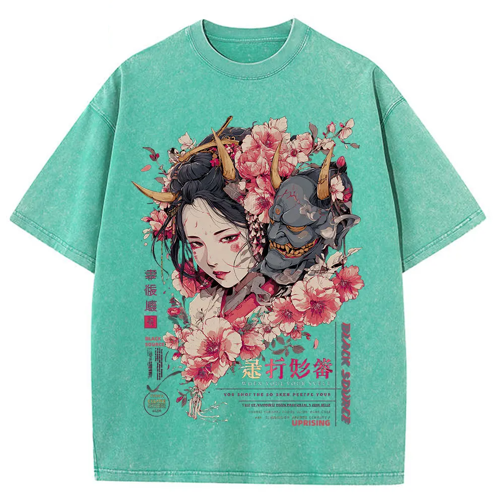 Anime Dragon Floral Graphic T Shirt Unisex Cotton Tee