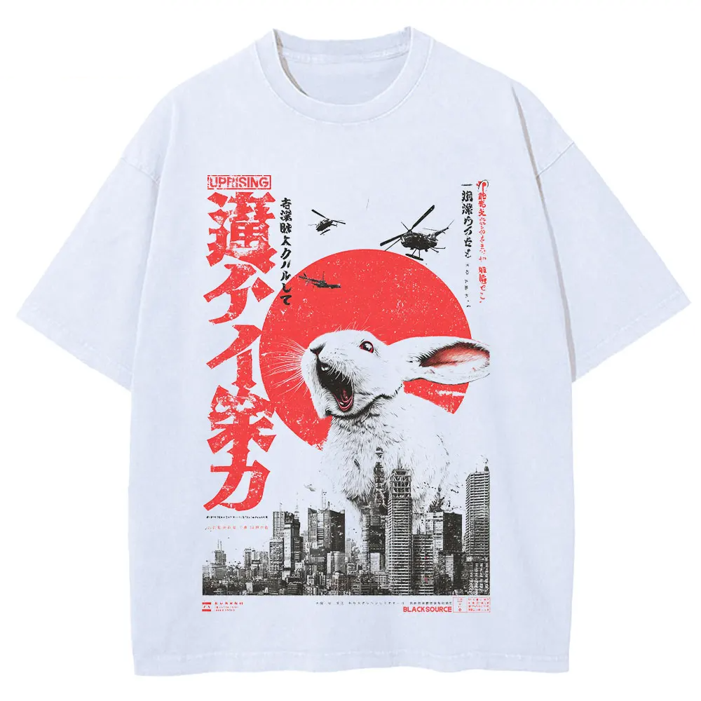 Rabbit Graphic Funny Japanese Art O-Neck Women T-Shirt