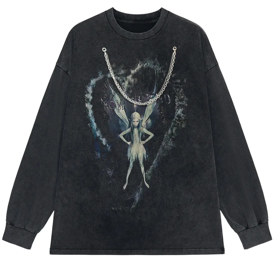 Women's Harajuku Retro Elf Print T-Shirt Hip Hop Oversized Short Sleeve Tee