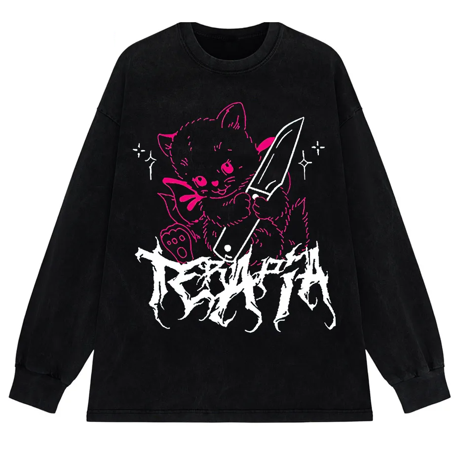 Men's Cute Anime E-Girl Kawaii T-Shirt Vintage Harajuku Streetwear Loose Fit