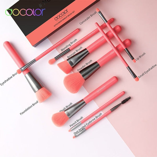 10/15pcs Neon Peach Makeup Brushes Soft Synthetic Hair Powder Blush Foundation eye Blending Contour Makeup Brushes Set - Vimost Shop