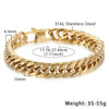 10mm 15mm Gold Black 316L Stainless Steel Bracelet for Men Double Curb Cuban Link Rombo Heavy Hiphop Male Jewelry - Vimost Shop