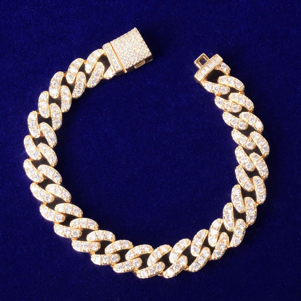 10mm Gold Color Miami Cuban Link Bracelet Bling Women Jewelry AAAA Zircon Charm Hip Hop Chain - Vimost Shop