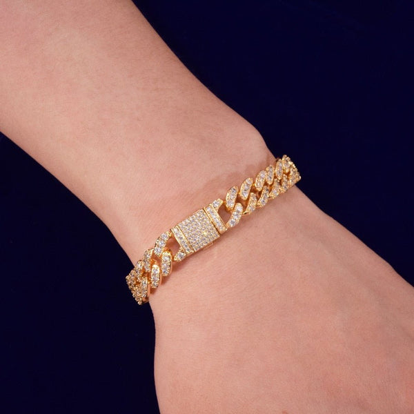 10mm Gold Color Miami Cuban Link Bracelet Bling Women Jewelry AAAA Zircon Charm Hip Hop Chain - Vimost Shop