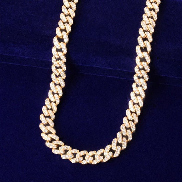 10mm Gold Miami Cuban Link Necklace Bling AAAA Zircon Charm Men's Hip Hop Chain Women Jewelry - Vimost Shop