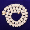 12MM Baguette Zirconia Square Necklace Chain Men's Hip Hop Link Gold Color Plated Copper Bling Fashion Rock Jewelry - Vimost Shop