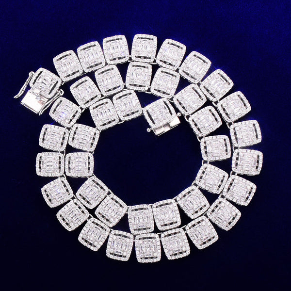 12MM Baguette Zirconia Square Necklace Chain Men's Hip Hop Link Gold Color Plated Copper Bling Fashion Rock Jewelry - Vimost Shop