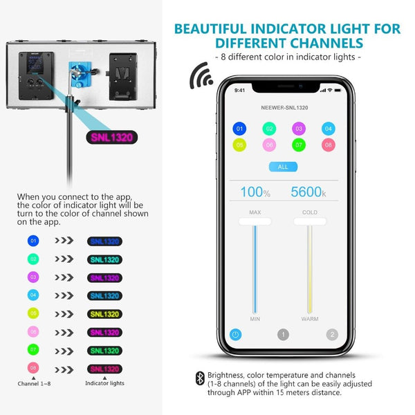 1320 LED Video Light with APP Intelligent Control System, Dimmable 3200K-5600K Bi-Color Photography Lighting Kit - Vimost Shop