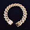 14mm Square Miami Cuban Link Bracelet Gold Color Iced Out Cubic Zirconia Rock Hip hop Style Men's Jewelry - Vimost Shop