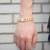 14mm Square Miami Cuban Link Bracelet Gold Color Iced Out Cubic Zirconia Rock Hip hop Style Men's Jewelry - Vimost Shop