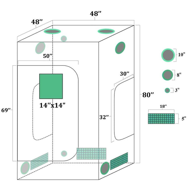 1680D Hydroponics 120x120x200cm(48