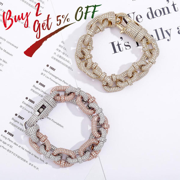 17mm Miami Cuban Chain Bracelet High Quality Micro Pave Iced Out Cubic Zirconia Men's Hip Hop Fashion Jewelry For Gift - Vimost Shop