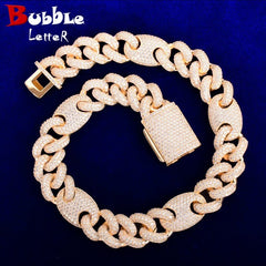 18mm Miami Cuban Chain Men's Hip Hop Necklace Link Solid Back Copper Full Zircon Fashion Rock Jewelry
