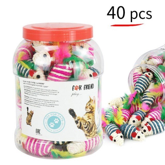 1Set Fun Rainbow Ball Cat Toy Colorful Ball Interactive Pet Kitten Scratch Natural Foam Ball Training Pet Supplies Product - Vimost Shop