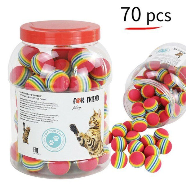 1Set Fun Rainbow Ball Cat Toy Colorful Ball Interactive Pet Kitten Scratch Natural Foam Ball Training Pet Supplies Product - Vimost Shop