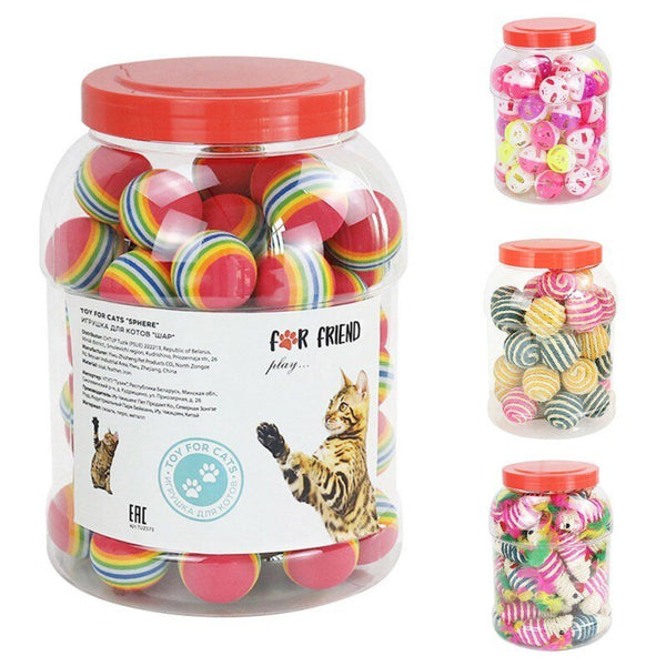 1Set Fun Rainbow Ball Cat Toy Colorful Ball Interactive Pet Kitten Scratch Natural Foam Ball Training Pet Supplies Product - Vimost Shop