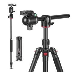 2-in-1 Camera Tripod Monopod with 360 Degree Rotatable Center Column and Ball Head QR Plate - 65 inches Aluminium Alloy