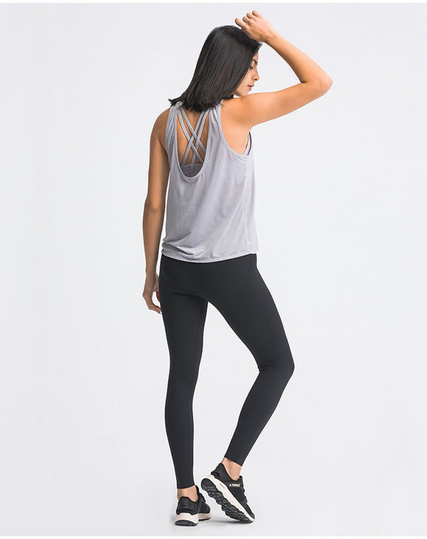 2 in 1 Loose U-back Workout Gym Tank Tops with Built in Bras Women Sweat Proof Lightweight Fitness Yoga Training Vest - Vimost Shop