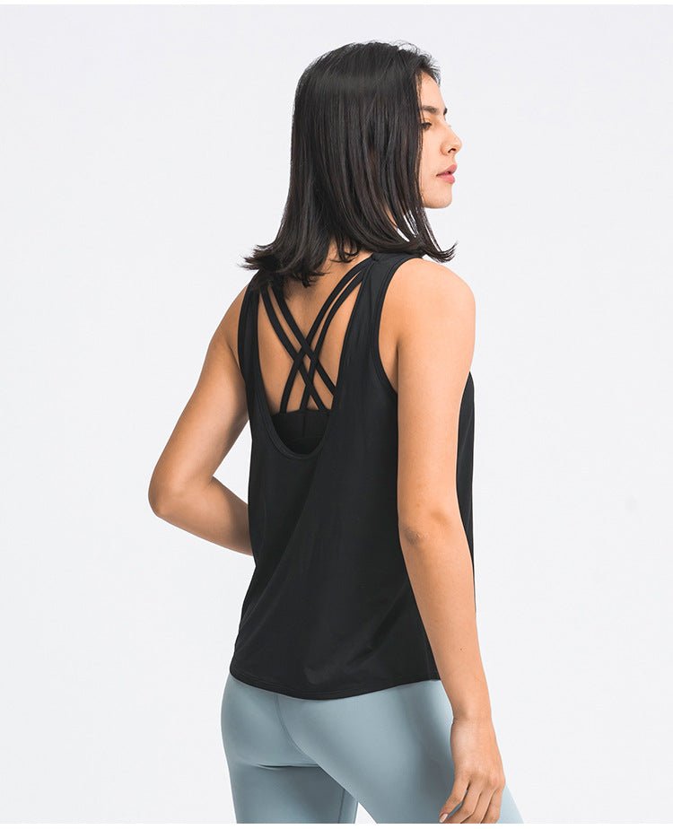 2 in 1 Loose U-back Workout Gym Tank Tops with Built in Bras Women Sweat Proof Lightweight Fitness Yoga Training Vest - Vimost Shop