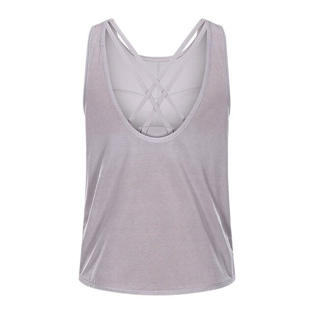 2 in 1 Loose U-back Workout Gym Tank Tops with Built in Bras Women Sweat Proof Lightweight Fitness Yoga Training Vest - Vimost Shop