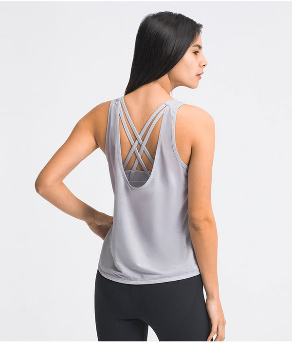 2 in 1 Loose U-back Workout Gym Tank Tops with Built in Bras Women Sweat Proof Lightweight Fitness Yoga Training Vest - Vimost Shop