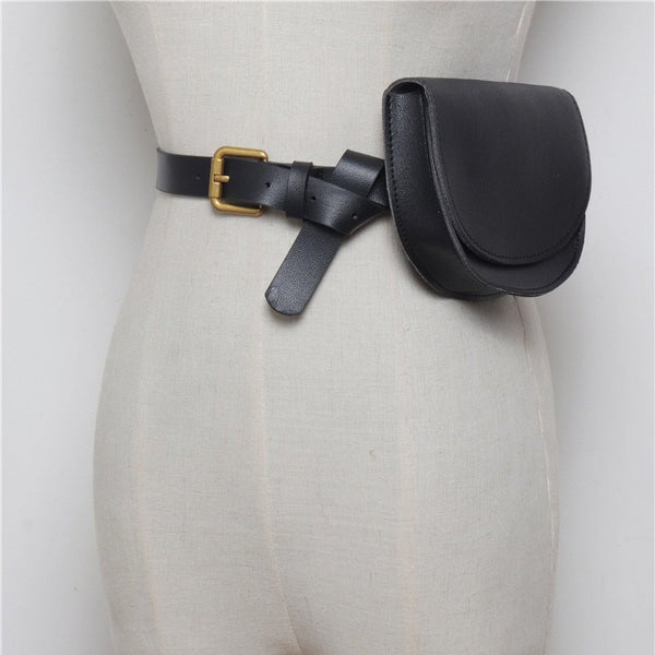 2 pcs/set Women Solid Fanny Pack Ladies New Fashion Waist Belt Bag Mini Disco Waist Bag Leather Small Shoulder Bags - Vimost Shop