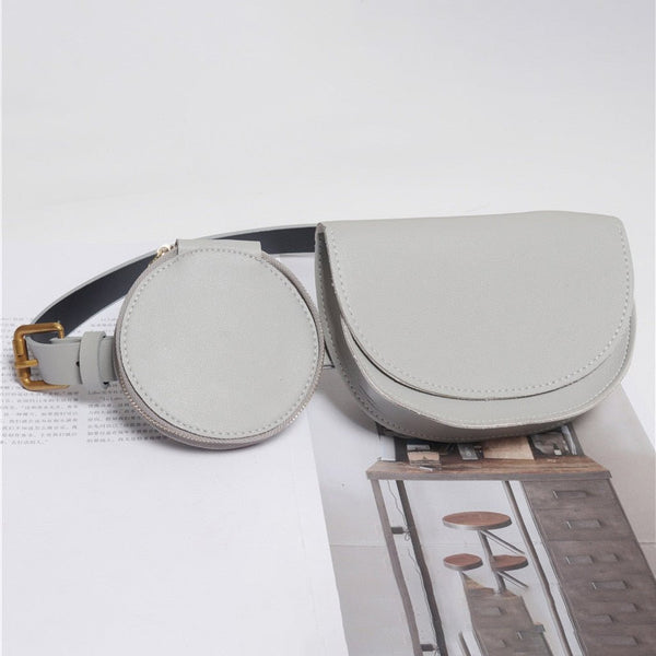 2 pcs/set Women Solid Fanny Pack Ladies New Fashion Waist Belt Bag Mini Disco Waist Bag Leather Small Shoulder Bags - Vimost Shop
