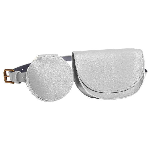2 pcs/set Women Solid Fanny Pack Ladies New Fashion Waist Belt Bag Mini Disco Waist Bag Leather Small Shoulder Bags - Vimost Shop