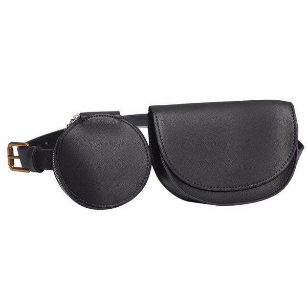 2 pcs/set Women Solid Fanny Pack Ladies New Fashion Waist Belt Bag Mini Disco Waist Bag Leather Small Shoulder Bags - Vimost Shop