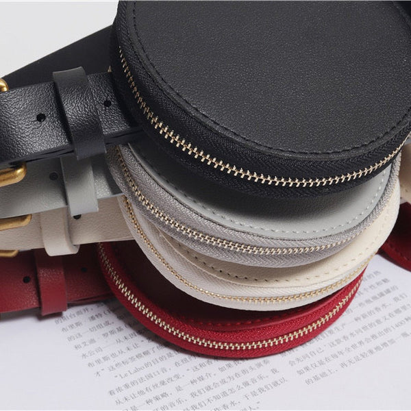 2 pcs/set Women Solid Fanny Pack Ladies New Fashion Waist Belt Bag Mini Disco Waist Bag Leather Small Shoulder Bags - Vimost Shop
