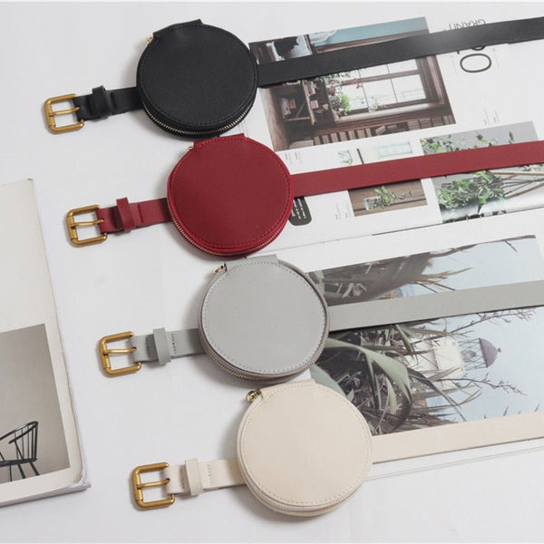 2 pcs/set Women Solid Fanny Pack Ladies New Fashion Waist Belt Bag Mini Disco Waist Bag Leather Small Shoulder Bags - Vimost Shop