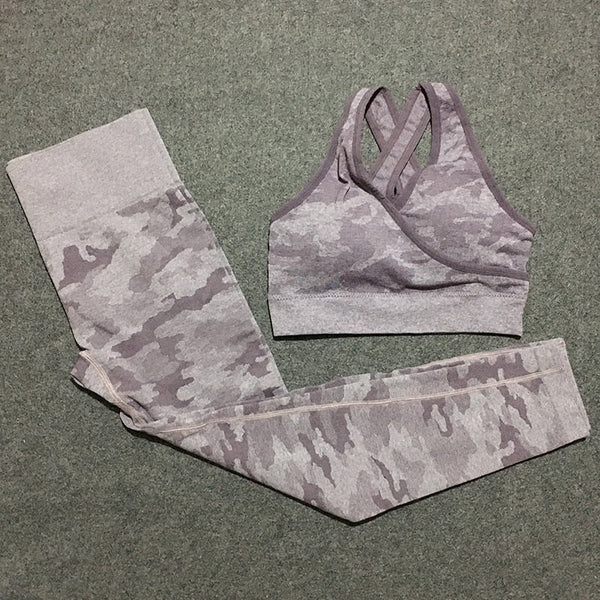 2 piece camo workout set women seamless yoga set - Vimost Shop
