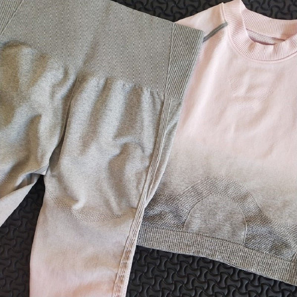 2 piece gym set women ombre seamless workout set yoga - Vimost Shop