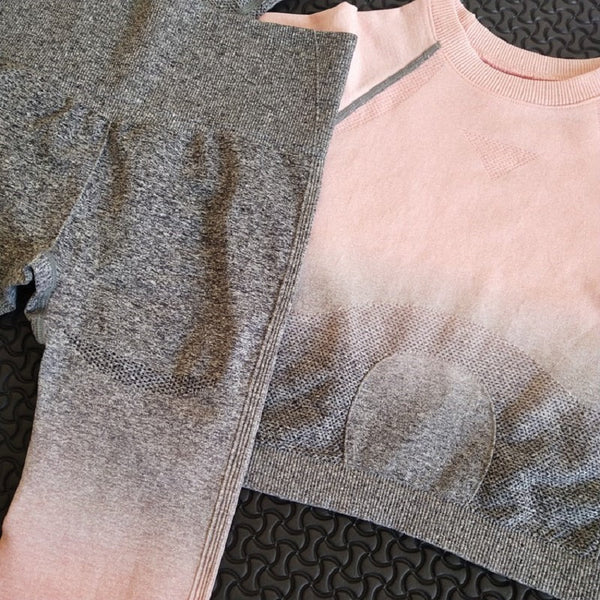 2 piece gym set women ombre seamless workout set yoga - Vimost Shop