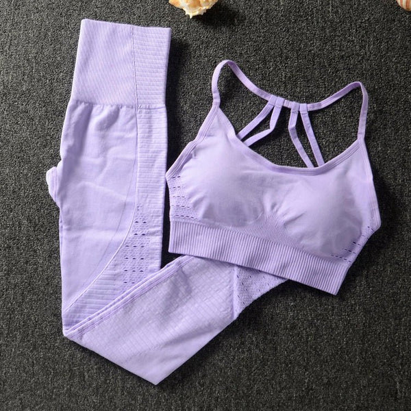 2 Piece Set Workout Clothes for Women Sports Bra and Leggings Set Sports Wear for Women Gym Clothing Athletic Yoga Set - Vimost Shop